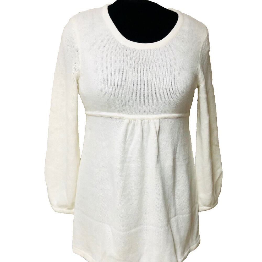 Baby Doll Tunic Sweater‎ Dress Women's L Scarf Set Sequin Winter White 2 PC